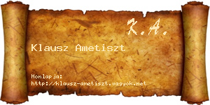 Klausz Ametiszt névjegykártya